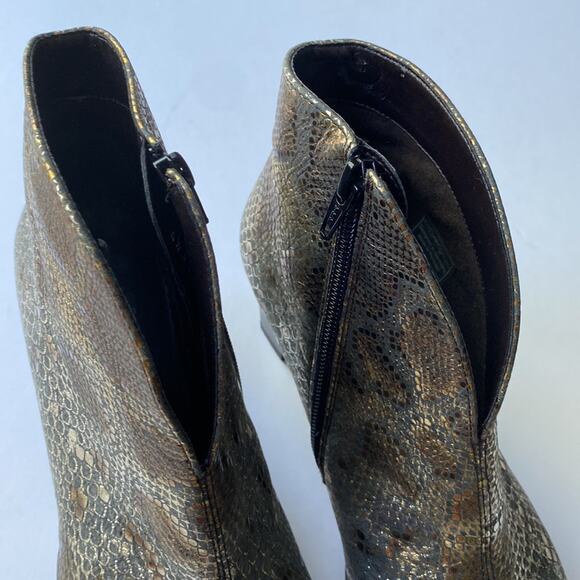 ARA Luftpolster 7 booties fall ankle boots winter heeled RARE Snakeskin metal - Picture 4 of 16